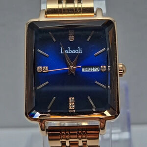Womens Labaoli Day Date Blue Dial Rose Gold Stainless Steel Watch LA258M Dainty